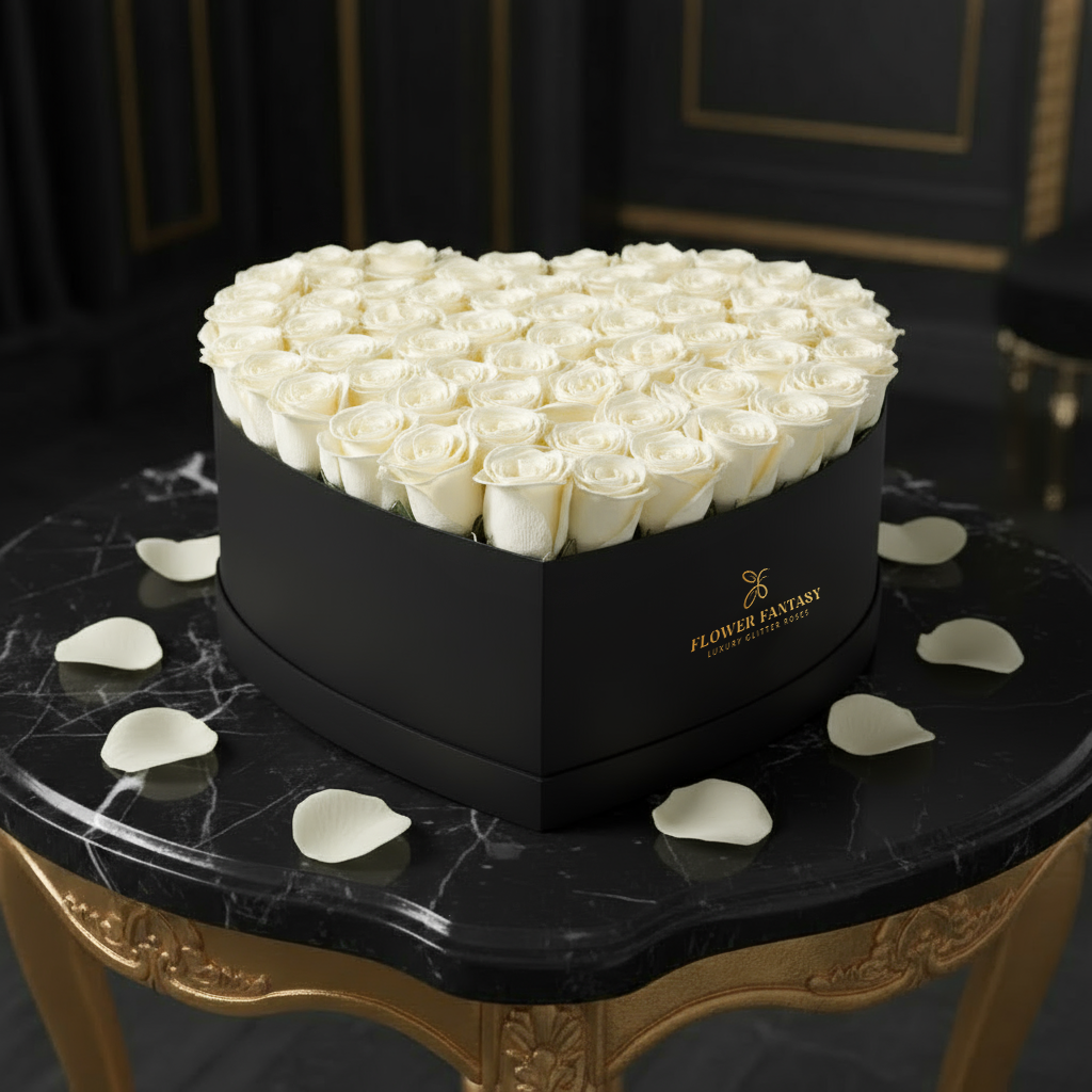 Heart Rose Box | White