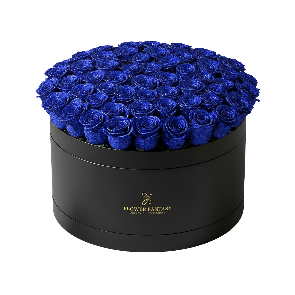 Long Lasting Glitter Rose Box | Royal Blue