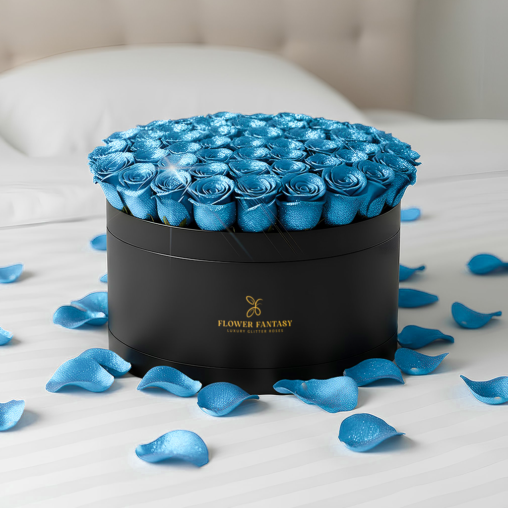Long Lasting Glitter Rose Box | Sky Blue