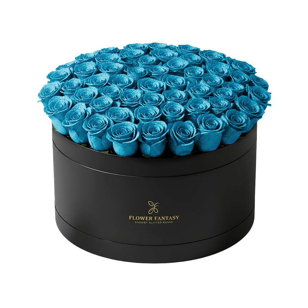 Long Lasting Glitter Rose Box | Sky Blue