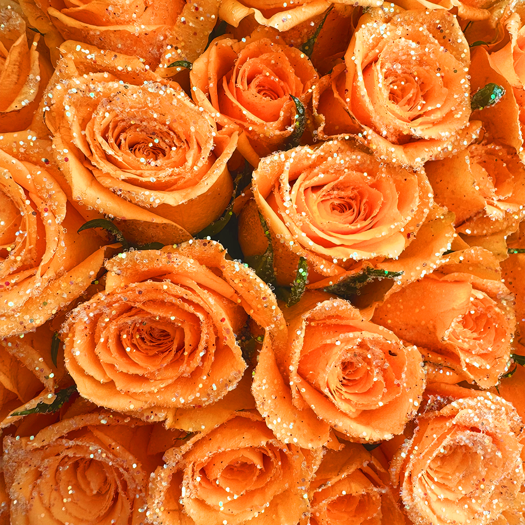 Fresh Glitter Rose Bouquet | Orange