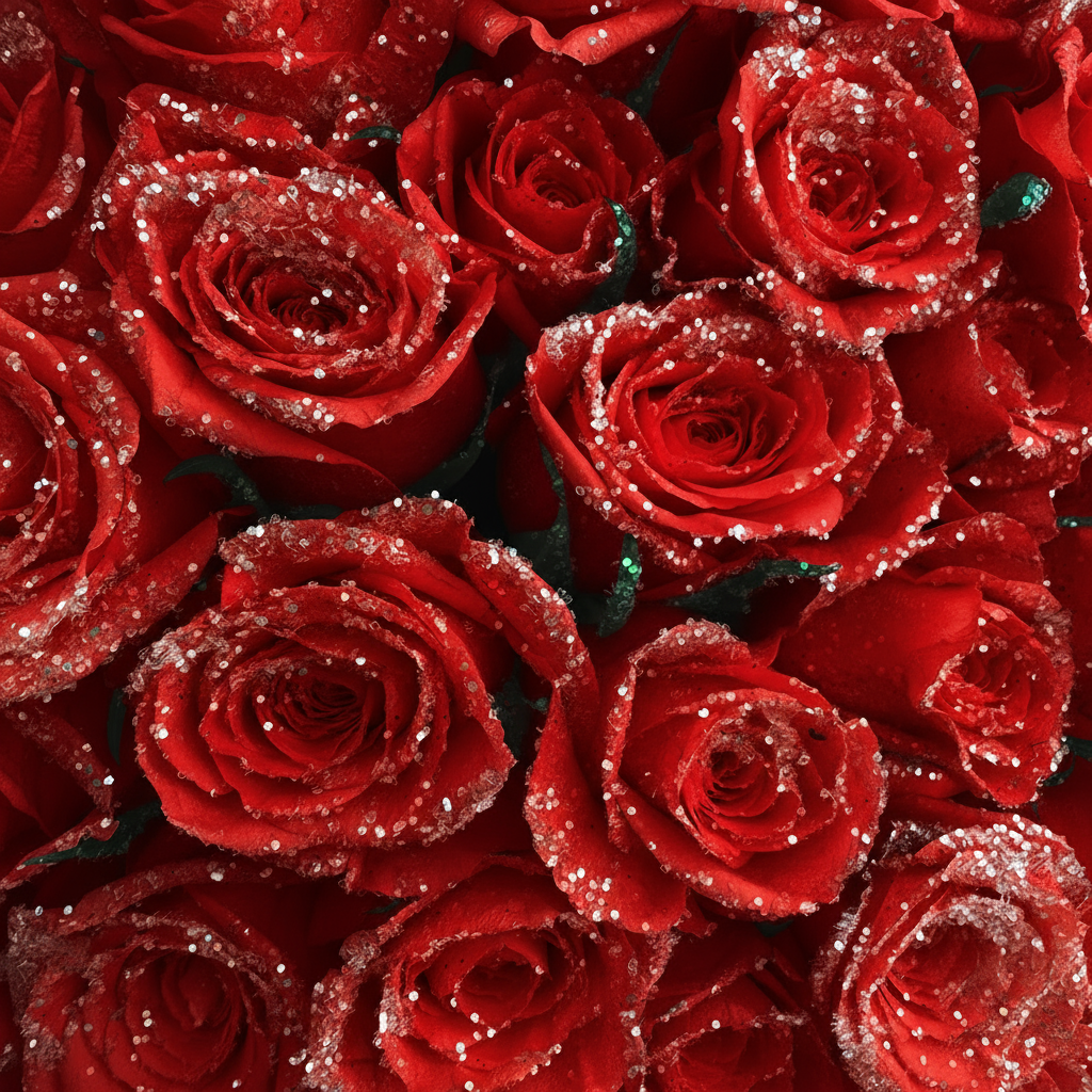 Fresh Glitter Rose Bouquet | Red